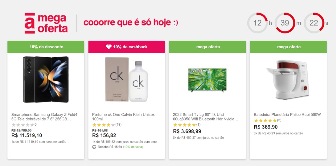 Promoção relâmpago da Americanas